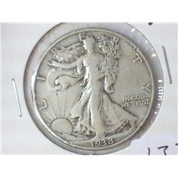 1938-D WALKING LIBERTY HALF DOLLAR KEY DATE FINE