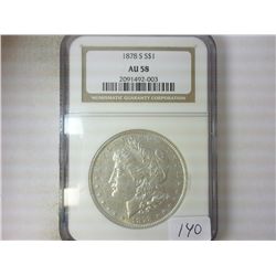 1878-S MORGAN SILVER DOLLAR NGC AU58