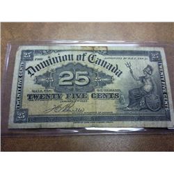 1900 CANADA 25 CENT SHINPLASTER NOTE