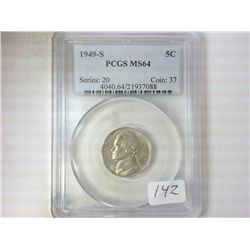 1949-S JEFFERSON NICKEL PCGS MS64