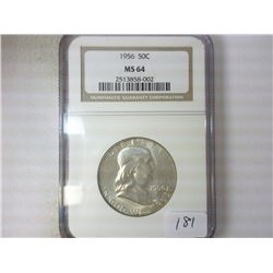 1956 FRANKLIN HALF DOLLAR NGC MS64