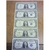5 ASSORTED 1957 $1 SILVER CERTIFICATES