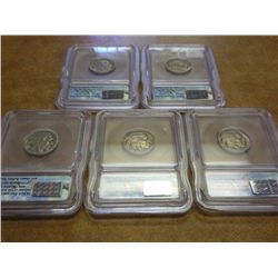 5 ICG BUFFALO NICKEL SLABS 1923,29,35,36 & 37