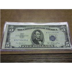 1953 $5 SILVER CERTIFICATE BLUE SEAL