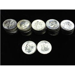 ROLL OF 50-1960 SILVER ROOSEVELT DIMES (UNC)