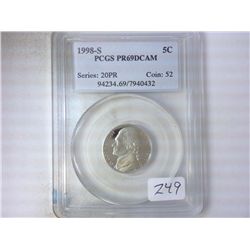 1998-S JEFFERSON NICKEL PCGS PR69 DCAM