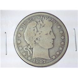1907-D BARBER HALF DOLLAR (VERY GOOD)