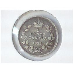1913 CANADA FIVE CENTS (SILVER)