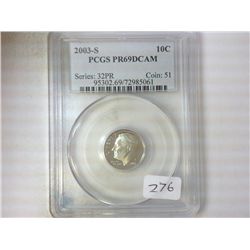 2003-S ROOSEVELT DIME PCGS PR69DCAM
