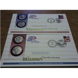 2 US MINT STATE QUARTER FDC'S (M0 & TN)