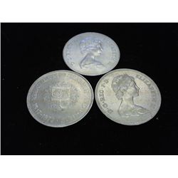 3-1972 GREAT BRITAIN CROWN SIZE COINS