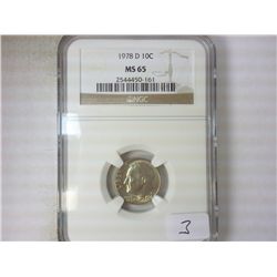 1978-D ROOSEVELT DIME NGC MS63