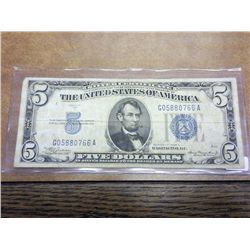 1934-A $5 SILVER CERTIFICATE BLUE SEAL