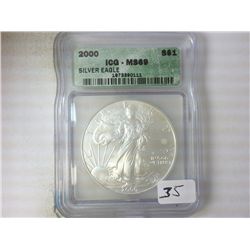 2000 AMERICAN SILVER EAGLE ICG MS69