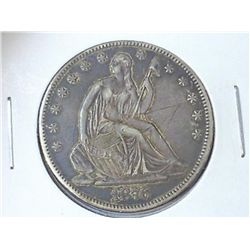 1876-CC SEATED LIBERTY HALF DOLLAR (EXTRA FINE)