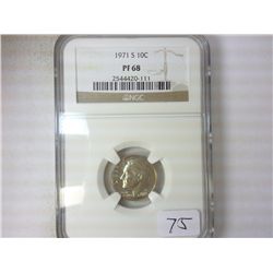 1971-S ROOSEVELT DIME NGC PF68