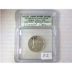 2001-S NEW YORK QUARTER ICG PR69 DCAM
