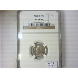 2002-D ROOSEVELT DIME NGC MS66 FT
