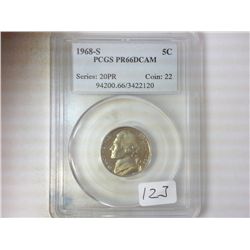 1968-S JEFFERSON NICKEL PCGS PR66 DCAM