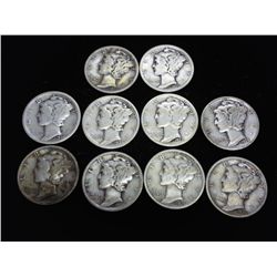 10 ASSORTED 1930'S MERCURY DIMES