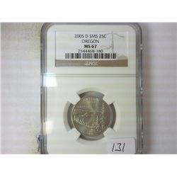 2005-D SMS OREGON QUARTER NGC MS67