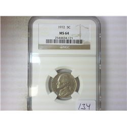 1972 JEFFERSON NICKEL NGC MS64