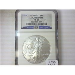2010 AMERICAN SILVER EAGLE NGC MS69