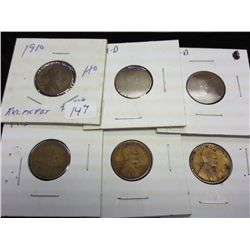 1910,11-D,13-D,15,15-D & 15-D LINCOLN CENTS