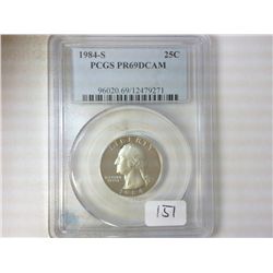 1984-S WASHINGTON QUARTER PCGS PR69DCAM
