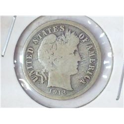 1913-S BARBER DIME (VERY GOOD)