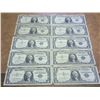 10 ASSORTED 1957 $1 SILVER CERTIFICATES