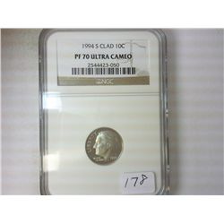 1994-S ROOSEVELT DIME PF70 ULTRA CAMEO