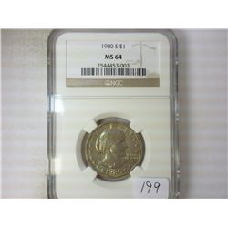 1980-S SBA DOLLAR NGC MS64