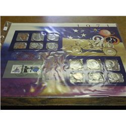 1971 US MINT SET (UNC) WITH STAMPS (AS SHOWN)