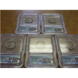 5 BUFFALO NICKEL ICG SLABS 1930,35,36,36-S,37