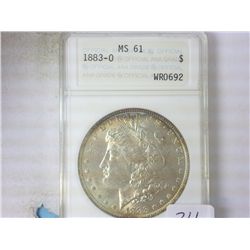 1883-O MORGAN SILVER DOLLAR ANA MS61