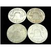 Image 2 : 4 ASSORTED FRANKLIN HALF DOLLARS