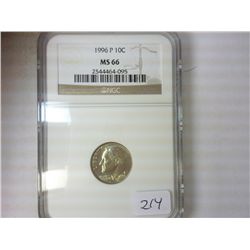 1996-P ROOSEVELT DIME NGC MS66