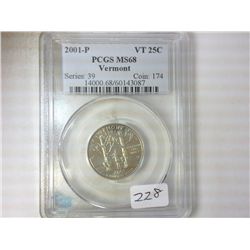 2001-P VERMONT QUARTER PCGS MS68