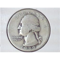 1939 WASHINGTON SILVER QUARTER
