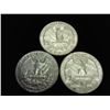 Image 2 : 3 ASSORTED 1960'S WASHINGTON SILVER QUARTERS