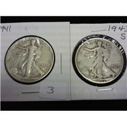 1941 & 43-S WALKING LIBERTY HALF DOLLARS