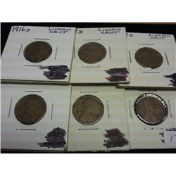 1916-D,17-D,18-D,19-D,20-D & 25-D LINCOLN CENTS