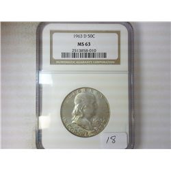 1963-D FRANKLIN HALF DOLLAR NGC MS63
