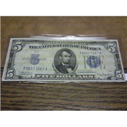 1934-A $5 SILVER CERTIFICATE BLUE SEAL