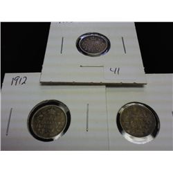 1905,12 & 19 CANADA FIVE CENTS (SILVER)