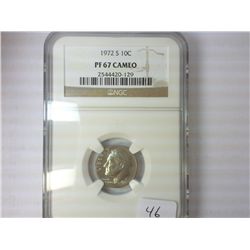 1972-S ROOSEVELT DIME NGC PF67 CAMEO