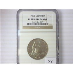 1986-S LIBERTY HALF DOLLAR NGC PF69 ULTRA CAMEO