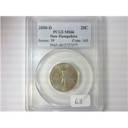 2000-D NEW HAMPSHIRE QUARTER PCGS MS66