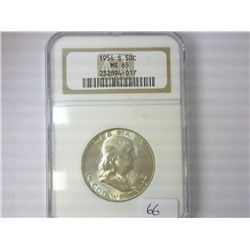 1954-S FRANKLIN HALF DOLLAR NGC MS65